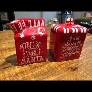 Rae Dunn Magenta Christmas Cream & Sugar Set